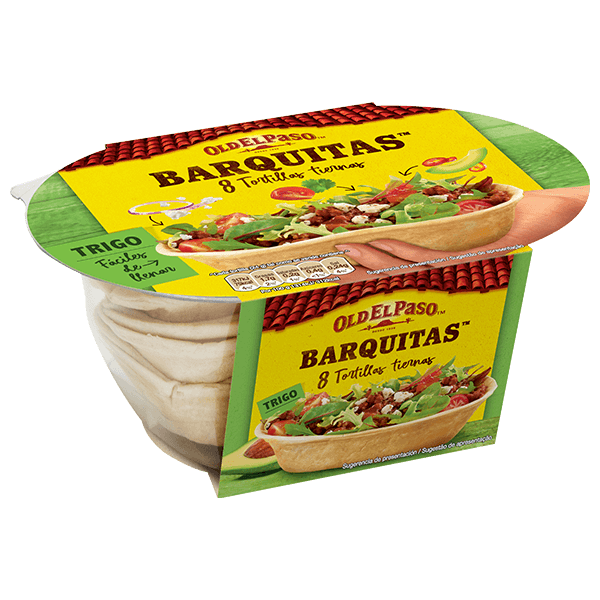 un paquete de barquitas de tortilla Old el paso 8 uds
