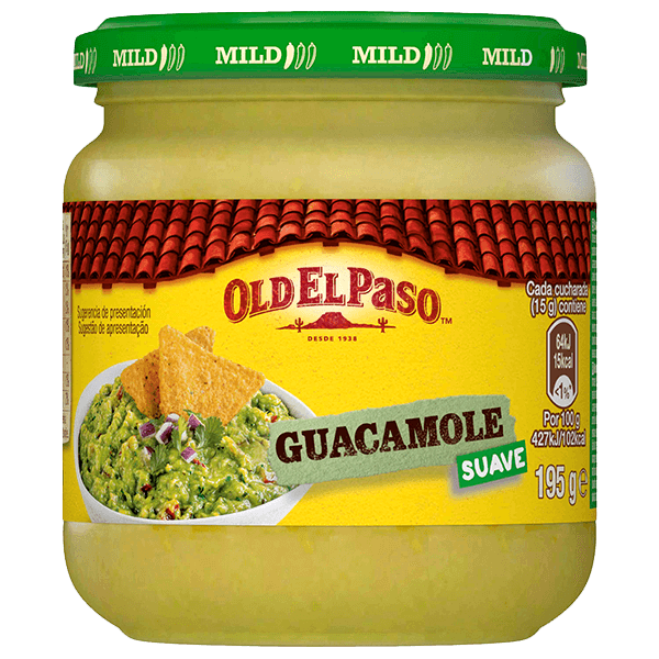 un mini frasco de vidrio de salsa de guacamole suave Old el paso, 195 g